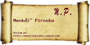 Menkó Piroska névjegykártya